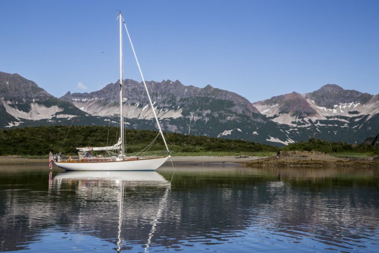 Celeste enjoys a calm clear morning in Katmai National Park Alaska 768x512