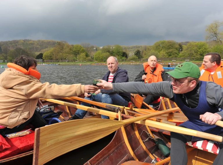 Two of our Thamesskiffs on a tour on our river Ruhr.