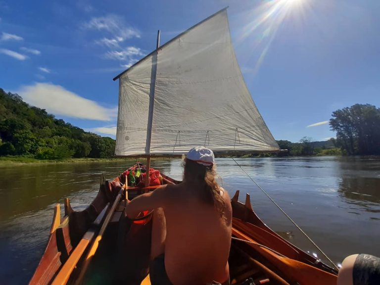Our Thamesskiff "Taggs" from about 1880 sailing on the river Elbe.