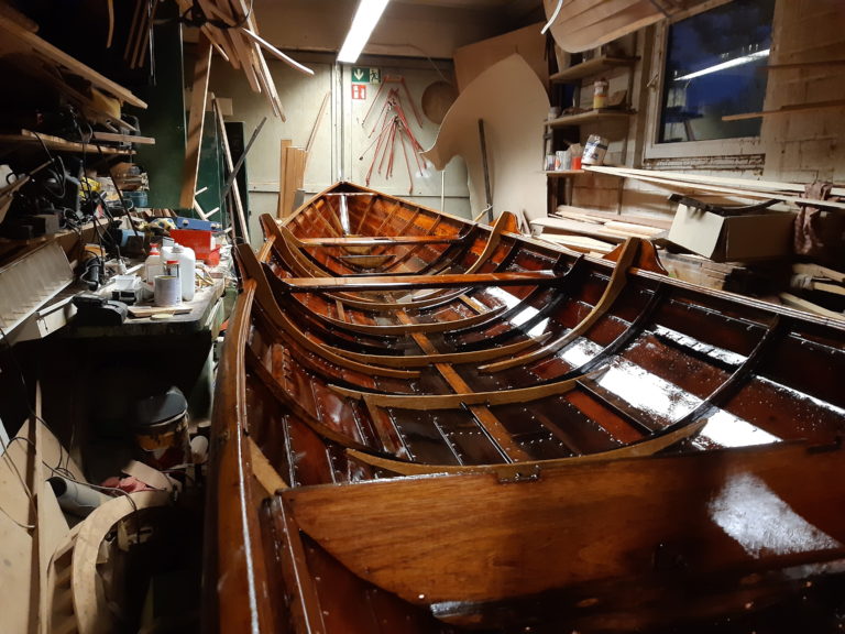 Our "Zeilwherry" (the dutch type of a Thamesskiff) undergoing a mayor restoration.