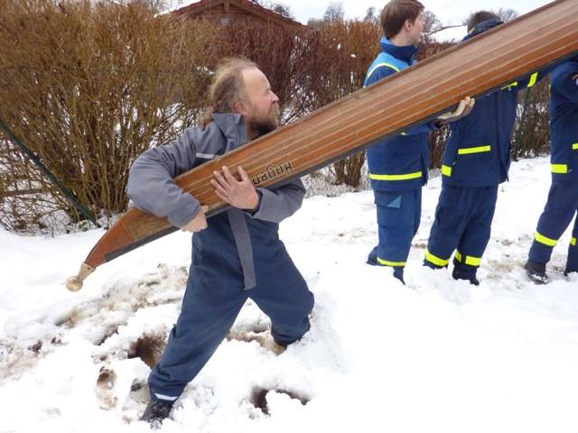 Getting the boat in the winter.