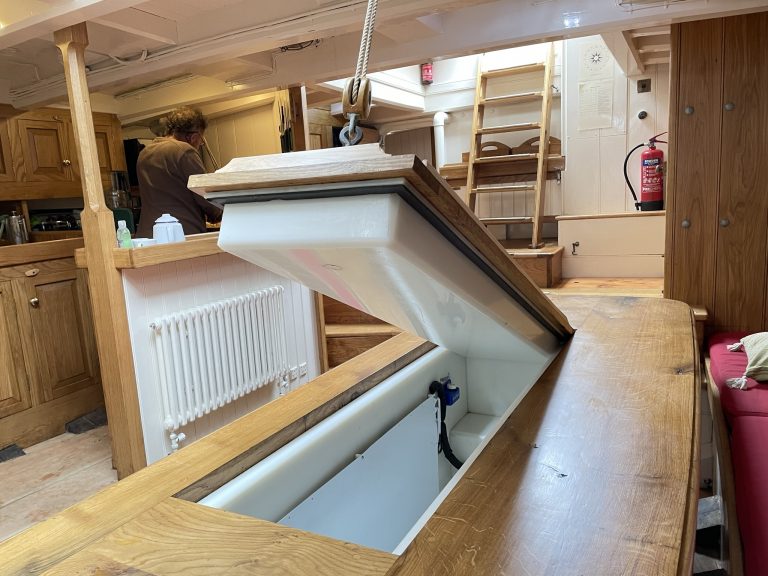 Falmouth Pilot Cutter Pellew interior freezer 768x576